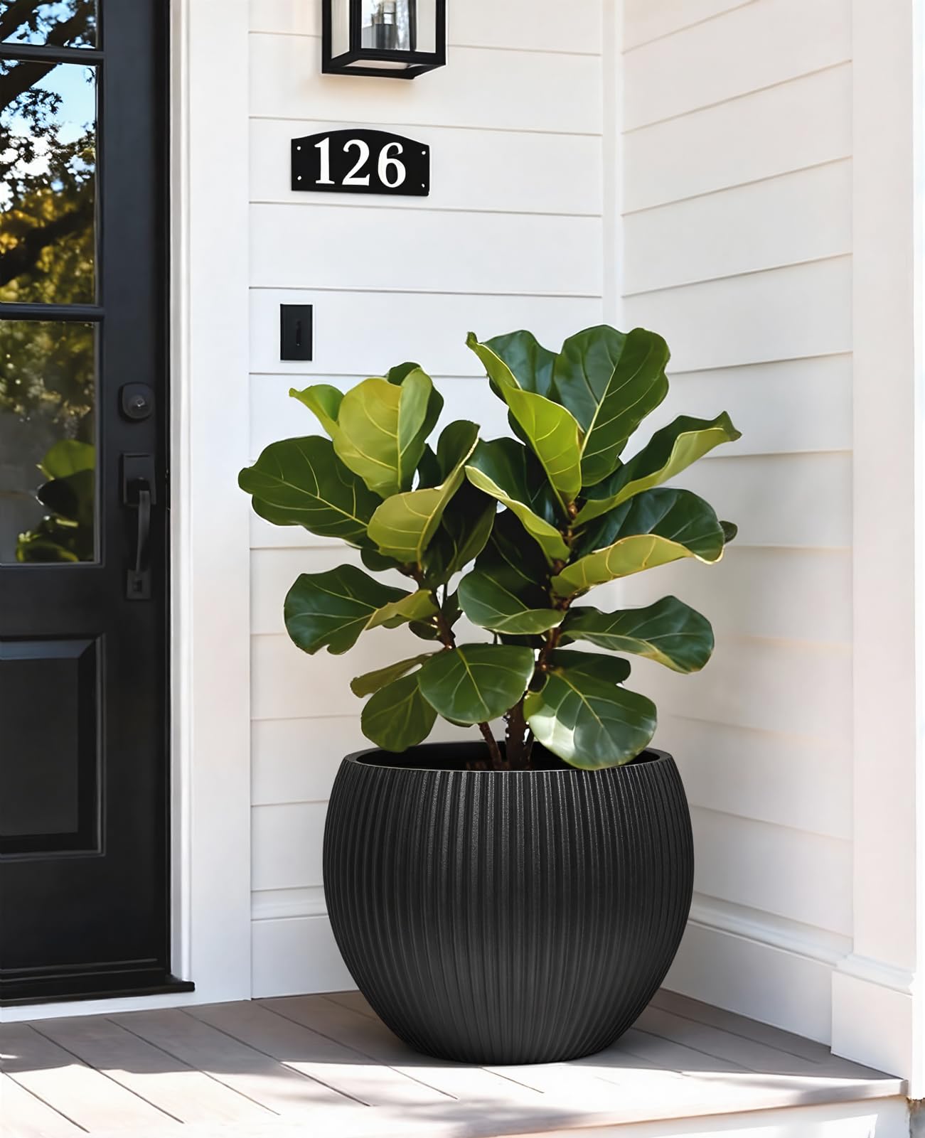 homenote Flower Pots 14.5 Inch,Large Plant Pots Indoor with Drainage,Plastic Pots for Plants,Garden Pots for Outdoor,Large Planters for Indoor Plants,Big Plastic Planter,Black