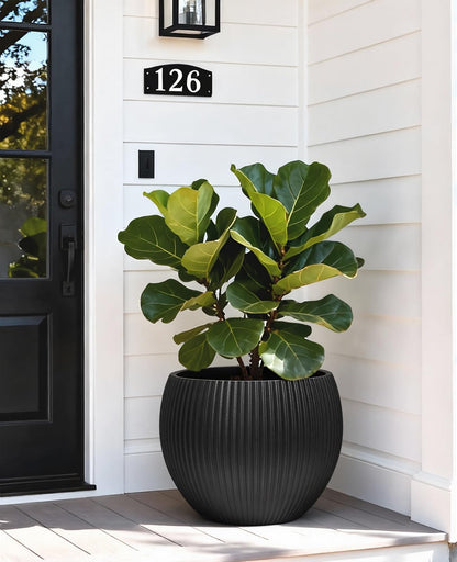 homenote Flower Pots 14.5 Inch,Large Plant Pots Indoor with Drainage,Plastic Pots for Plants,Garden Pots for Outdoor,Large Planters for Indoor Plants,Big Plastic Planter,Black