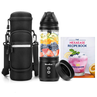 Portable Blender Personal Juicer for Shakes and Smoothies - 20 OZ Electric Protein Shaker Bottle with Insulated Sleeve, Travel Lid, USB-C Rechargeable - Mini Small Blender Cup for Kitchen, Office, Gym