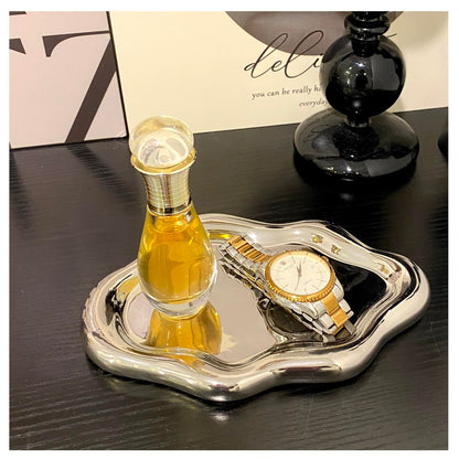 Conviv Ceramic Jewelry Tray,Perfume Trinket Dish,Ring Key Bowl Vanity Cute Room Decor Aesthetic, Birthday Mother's Day Thanksgiving Day Christmas Warm House Gifts for Women(Silver)