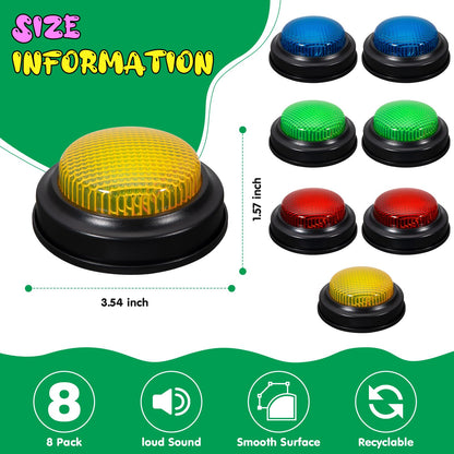 YTZRLO 8-Pack Game Buzzers for Trivia Games – Classroom Quiz Buzzers with Lights & Sounds for Learning, Parties & Family Fun