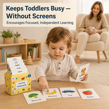 Flash Cards for Toddlers 1–3 – 55 Thick & Durable Learning Flashcards, First Words, Real-Life Images, Montessori Toy 12+ Months