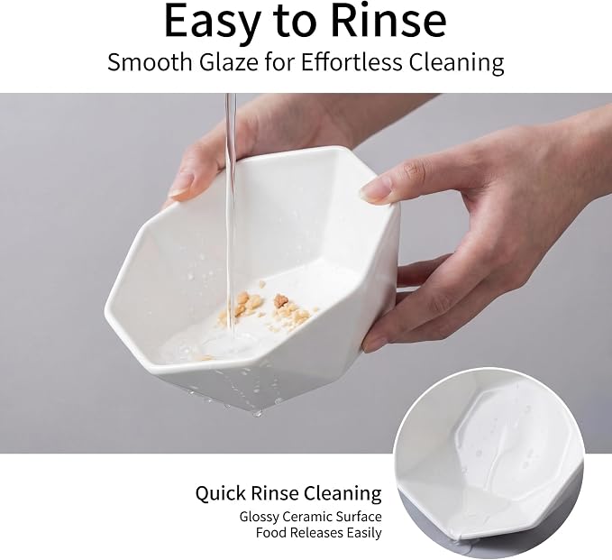 Ceramic Tilted Raised Cat Bowl - Elevated Food Bowl for Indoor Cats & Small Dogs - Shallow Wide Whisker-Friendly Design - Pet Dish Suitable for Feeding Dry, Wet, Treats & Canned Food - White