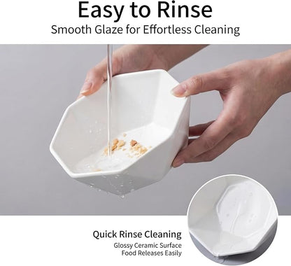 Ceramic Tilted Raised Cat Bowl - Elevated Food Bowl for Indoor Cats & Small Dogs - Shallow Wide Whisker-Friendly Design - Pet Dish Suitable for Feeding Dry, Wet, Treats & Canned Food - White