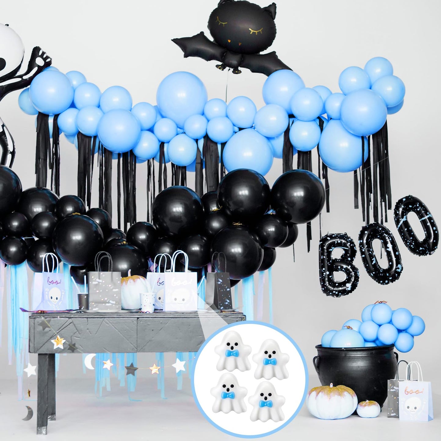 Leelosp 12 Set A Little Boo is Almost Due Baby Shower Halloween Baby Shower Soap Favor Decorations Ghost Shaped Soap for Halloween Boo Party Supplies(Blue)