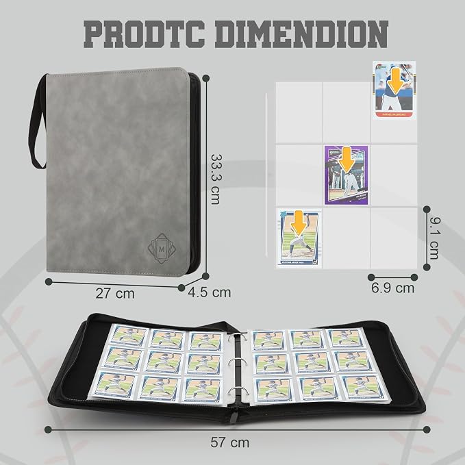 Trading Card Binder with Sleeves 9 Pocket Premium 720 Double Sided Pocket PU Card Collection Binder, Collectible Albums Card Folder for MTG, TCG, Sports Cards