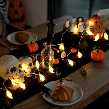 JMEXSUSS 30 LED Halloween String Lights, Cute Battery Operated Ghost String Lights Indoor for Fireplace Party Porch Room Halloween Decorations (Warm White)