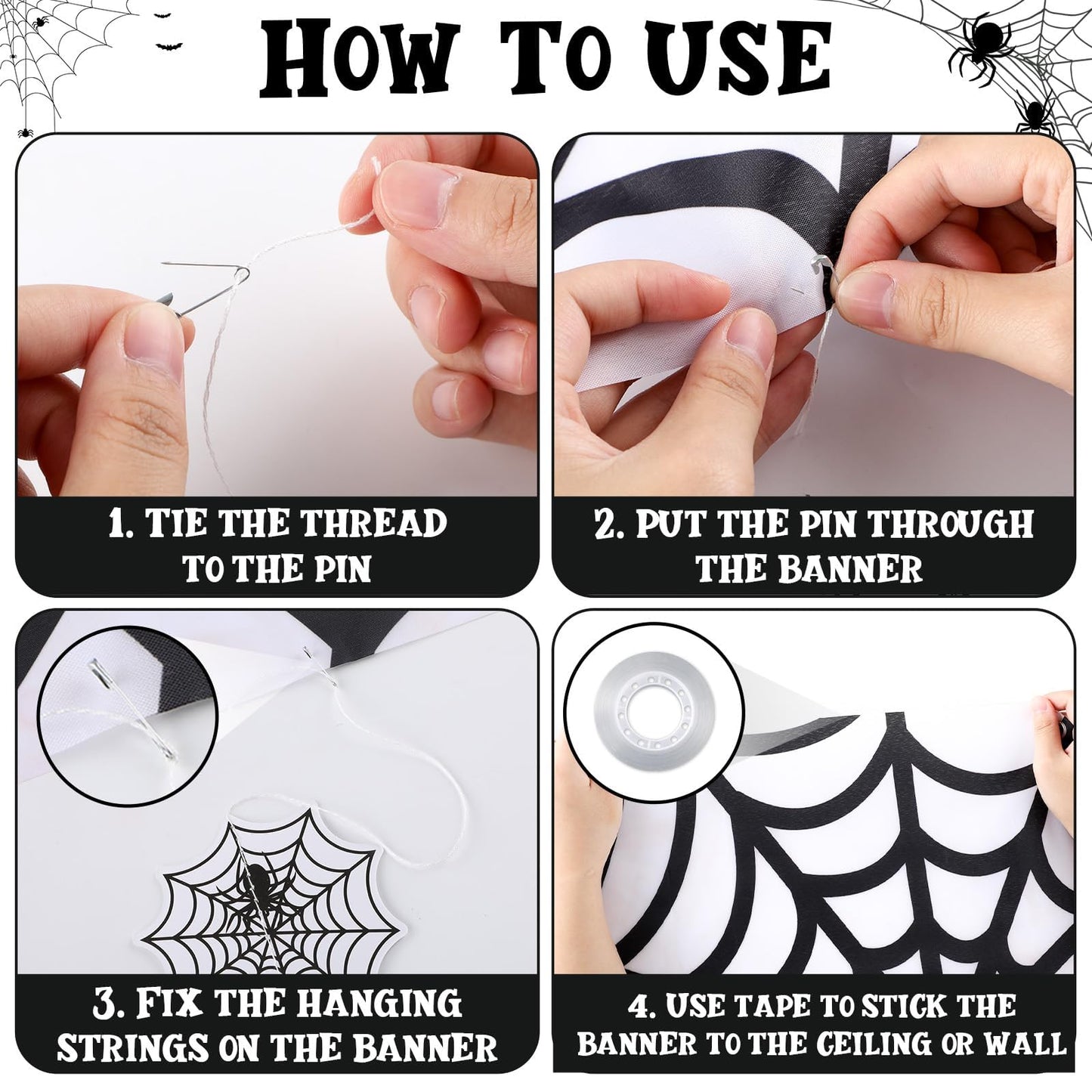 Halloween Black Spider Hanging Ceiling Decorations Spider Web Ceiling Decors Hanging Banner with Scary Cobweb Spiders Paper Garlands for Haunted House Zombie Party Decor Trunk Or Treat Celebrations