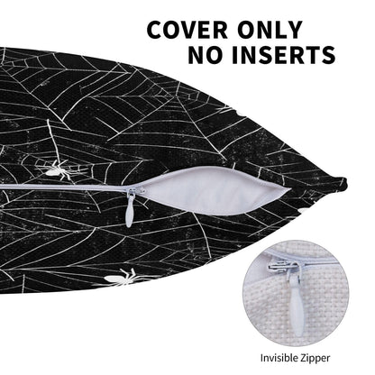 VIREOTHIA Halloween Spiderwebs Pillow Covers 18x18 Set of 2 Black and White Decorative Throw Pillow Cover Spider Webs Square Pillowcases Cushion Covers for Couch Bed Sofa Decor