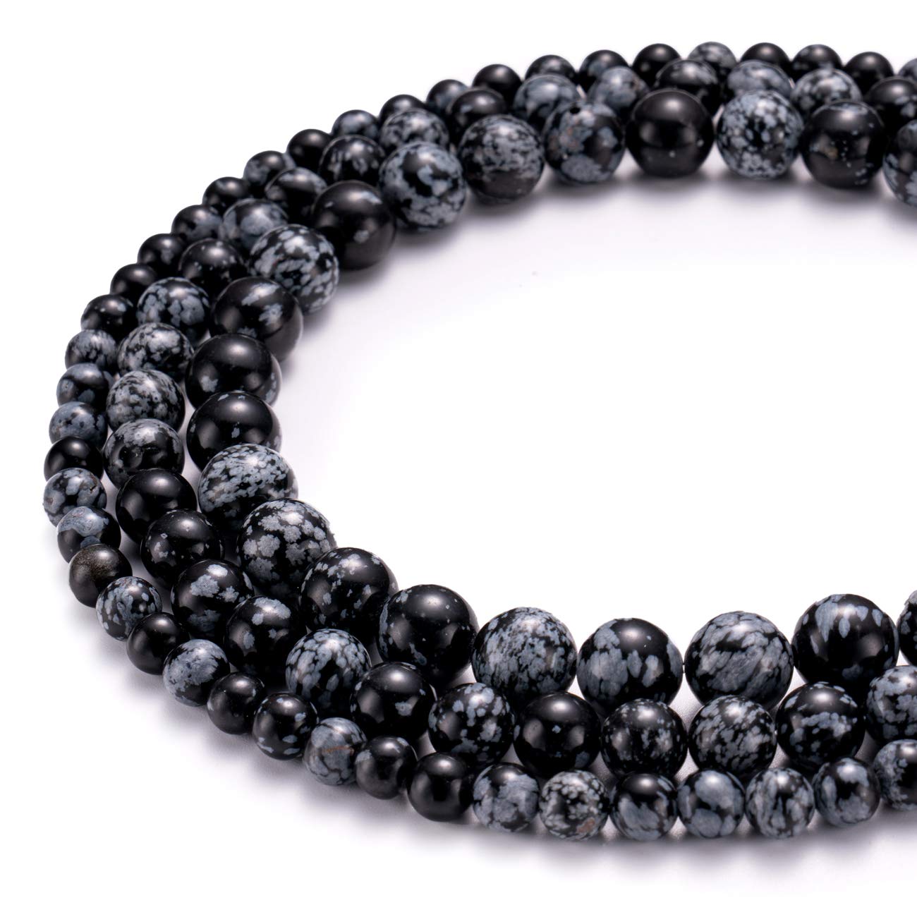 BEADIA Natural Snowflake Obsidian Stone Round Loose Semi Gemstone Beads for Jewelry Making 10MM 38PCS