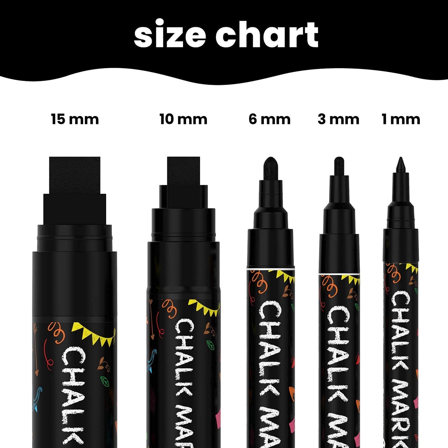 Chalkola 5 Black + 30 Patel, Neon 6mm + 10 Vintage 6mm Chalk Markers Bundle