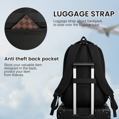 Paude Black Backpack,School Backpack for Teens Adults Laptop Bookbag for High School College Students Back Pack for Work