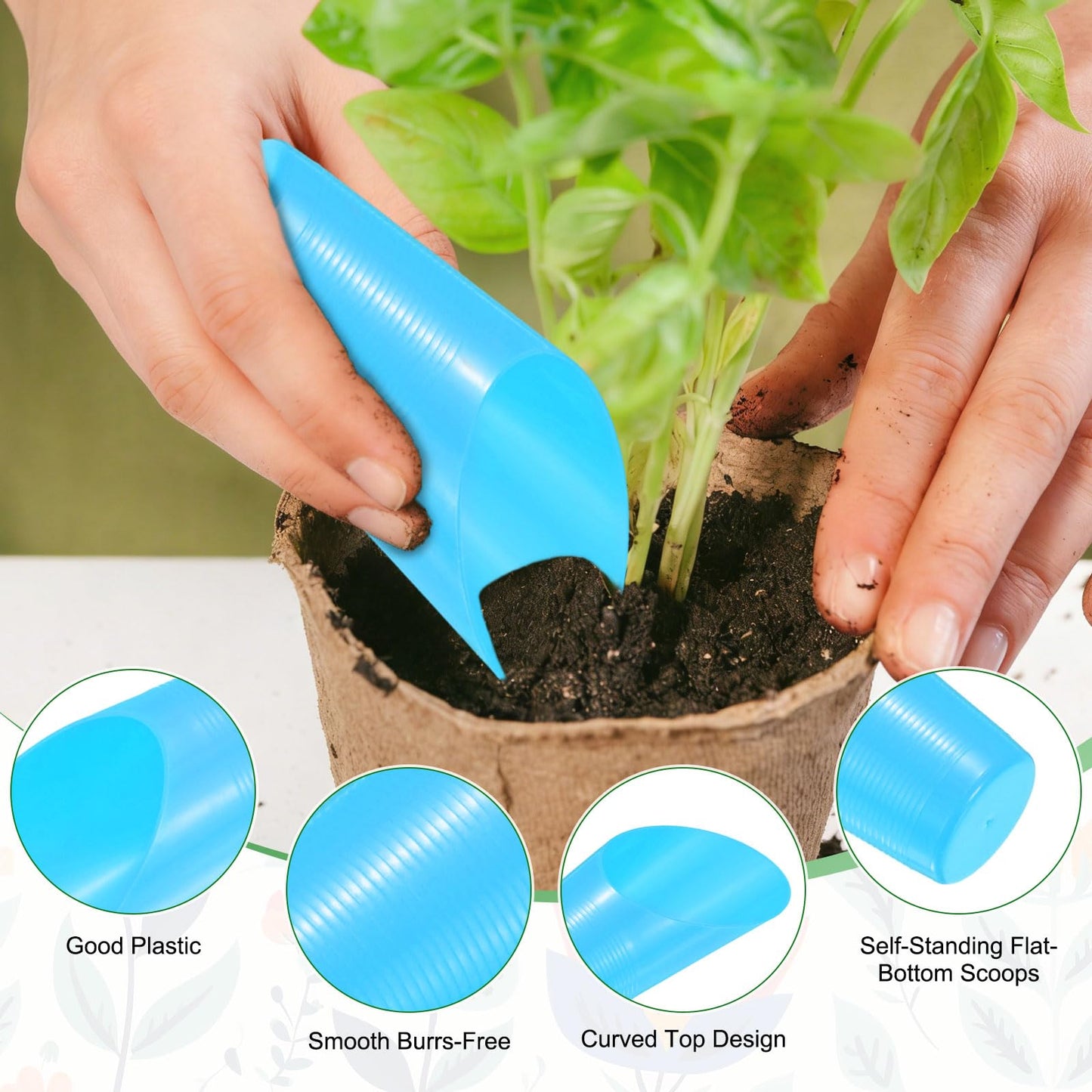 M METERXITY 18-Pack Bonsai Soil Scoops, Plastic Garden Soil Scoops Bucket Shovel Potting Scoopers for Transplanting/Flower Planting/Plant Succulent, Colorful Small Gardening Tools [Multicolor]