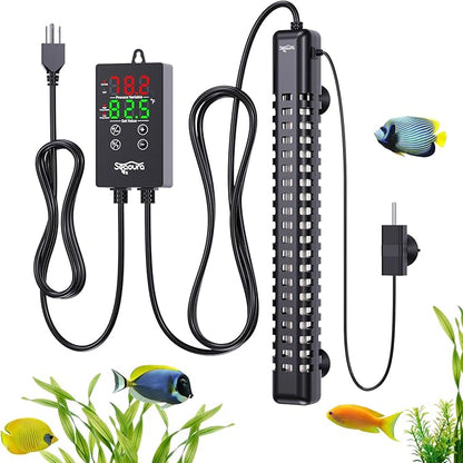 SEAOURA Aquarium Heater, 800W Fish Tank Heater for 100-180 Gallon, Submersible Heater for Aquarium with Over-Temperature Protection, Adjustable Intelligent Controller Auto Power-Off