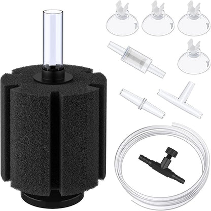 Pawfly Large Aquarium Bio Sponge Filter Quiet Fish Foam Filter with Airline Tubing Suction Cups Check Valve Connectors and Control Valve Accessories for Betta Fry Shrimp Fish Tank up to 60 Gallon