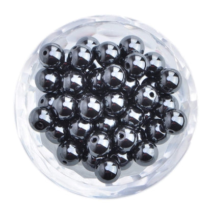 100Pcs Natural Crystal Beads Stone Gemstone Round Loose Energy Healing Beads with Free Crystal Stretch Cord for Jewelry Making (Hematite, 8MM)