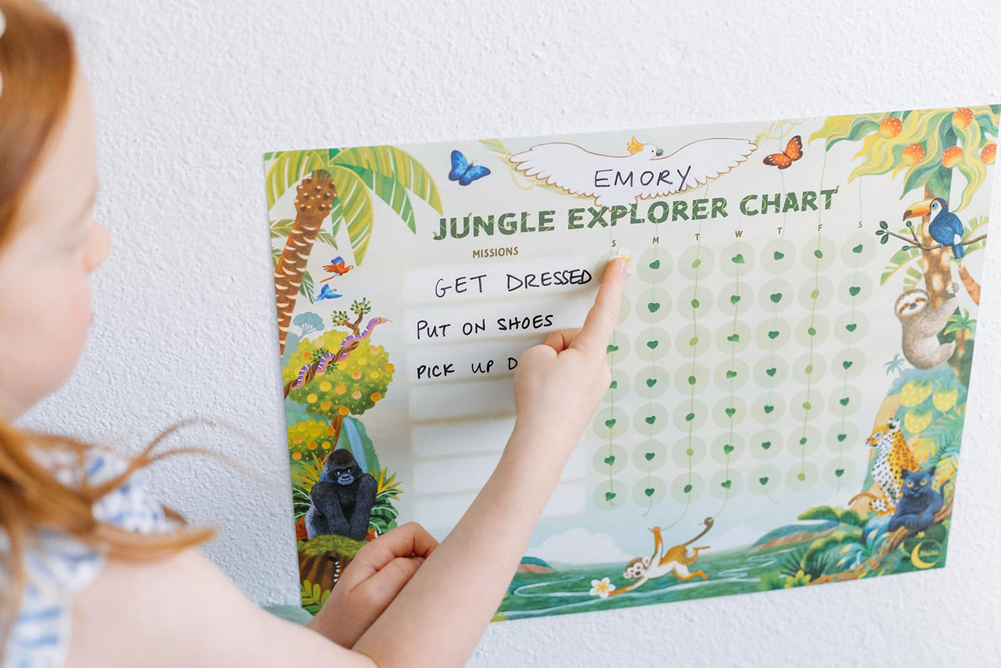 Kids Chore & Routine Reward Chart Set – 3 Jungle-Themed 7-Day Charts with 147 Stickers – Gentle Behavior & Goal Tracker by Saisu – Ages 3+