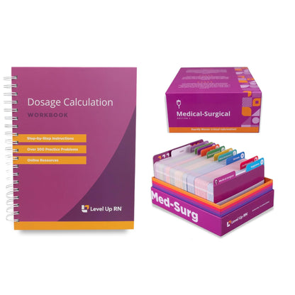 Medical Surgical Flash Cards + Dosage Calculations Workbook - 2026-2027 NCLEX ATI HESI Test Preparation