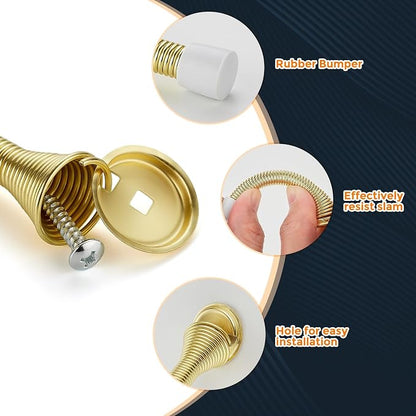 Ravinte Door Stoppers, 24 Pack Gold Spring Door Stops with Rubber Bumper, Stoppers for Bottom