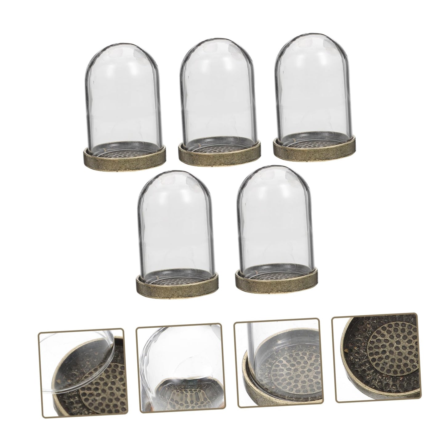 SEWOART 5sets Glass Terrarium Container Landscape Kit Dome and Base for Home Decor and Plant Display