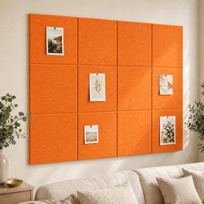 Baysola Felt Bulletin Board Panels 48 x 36 Inch Self Adhesive Wall Tiles Cork Board Alternative for Office Classroom Photos Notes 12 Pack