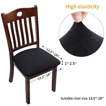 Fuloon Stretch Chair Seat Covers 4 PCS, Removable Washable Dining Chair Covers Anti-Dust Dining Room Seat Cushion Slipcovers (4, Black)