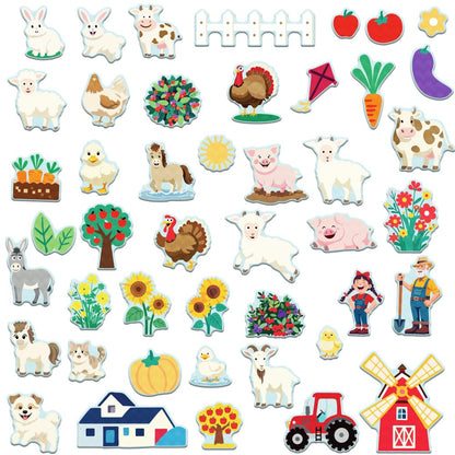 BEUNITONE 45-Pcs Zoo Farm Animal Felt Storyboard with Felt Background fabric-11 x 9 inches Flannel Board Stories for Interactive Storytelling Play Activity Kits-Elephant,Panda,Giraffe,Lion,Tiger
