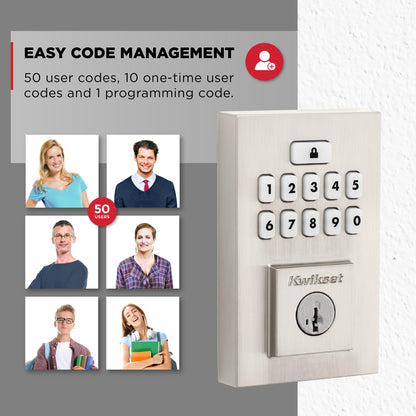 Kwikset SmartCode 260 Keyless Entry Electronic Keypad Deadbolt Door Lock with Auto-Lock, Custom User Codes, Advanced Security in Satin Nickel Contemporary