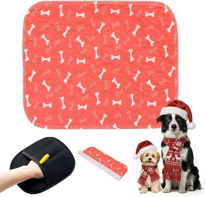 Puppy Pee Pads with Pheromones, Washable Puppy Training Pads for Dogs Reusable Puppy Potty Pads for Dogs and Cats(with Pet Hair Removal Gloves)