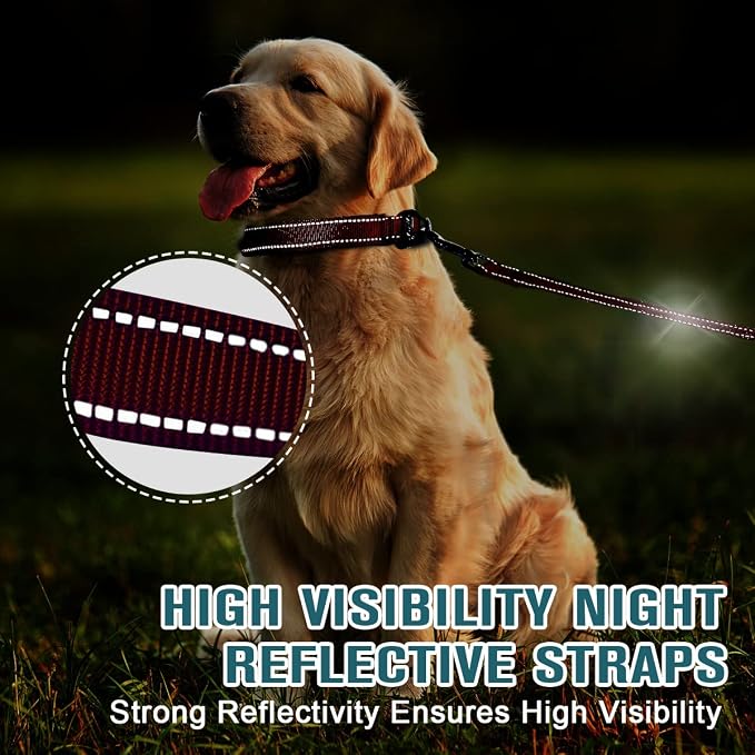 Dog Collar for Medium Small Large Dogs Reflective with Leash,Collar and Leash for Dogs,Soft Neoprene Padded 2 Pack(Red,L)