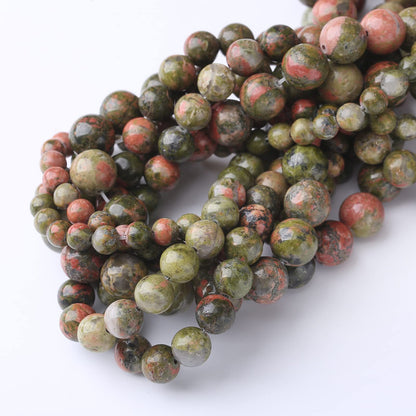32PCS 12MM Natural Unakite Stone Beads Energy Healing Beads for DIY Jewelry Bracelet Necklace Making for Jewelry Making15Inch