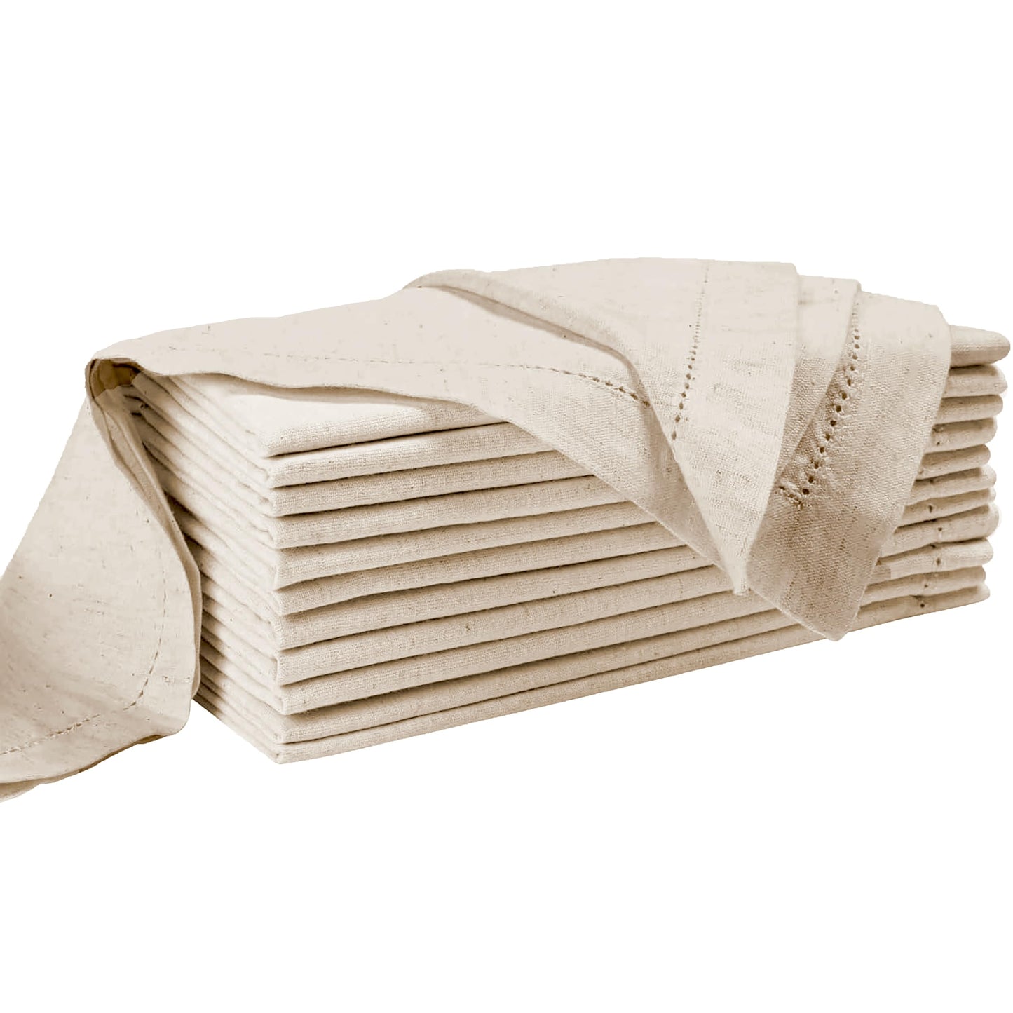 Flax Linen Napkins Set of 12-18x18 Inch Reusable Cloth Dinner Napkins - Natural Color Table Napkin for Dining, Wedding, Parties, Mothers Day, & Everyday Use - Soft, Durable, Eco-Friendly Fabric