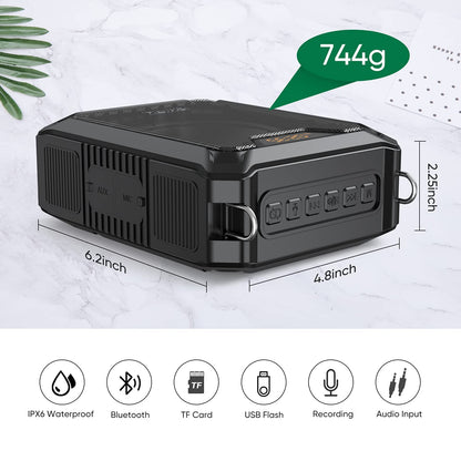 SHIDU 30W Voice Amplifier with Wireless Microphone, IPX6 Waterproof Amplifier Wireless & Wired Microphone Bluetooth Speaker Personal Megaphone for Teachers Meeting Speech Outdoors-M1000