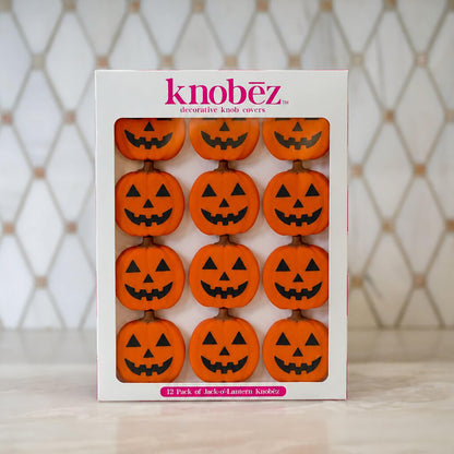 Knobēz 12pk Jack o Lantern Decorative Knob Covers for Halloween Decor