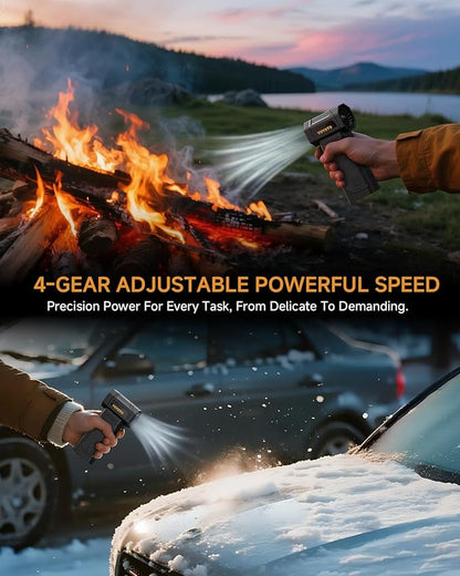 Compressed Air Duster, Electric Air Duster with Upgraded Powerful 40MM Brushless Motor, 4-Gear Cordless Mini Hand Blower with LED Light, 27.75Wh Rechargeable Turbofan for Keyboard, Car, Home, Outdoor