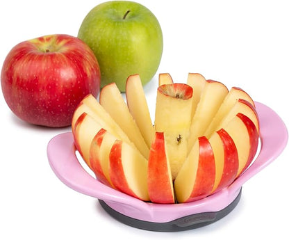 PrepWorks by Progressive Dishwasher Safe 16-Slice Thin Apple Slicer and Corer with Attached Safety Cover (Magenta)