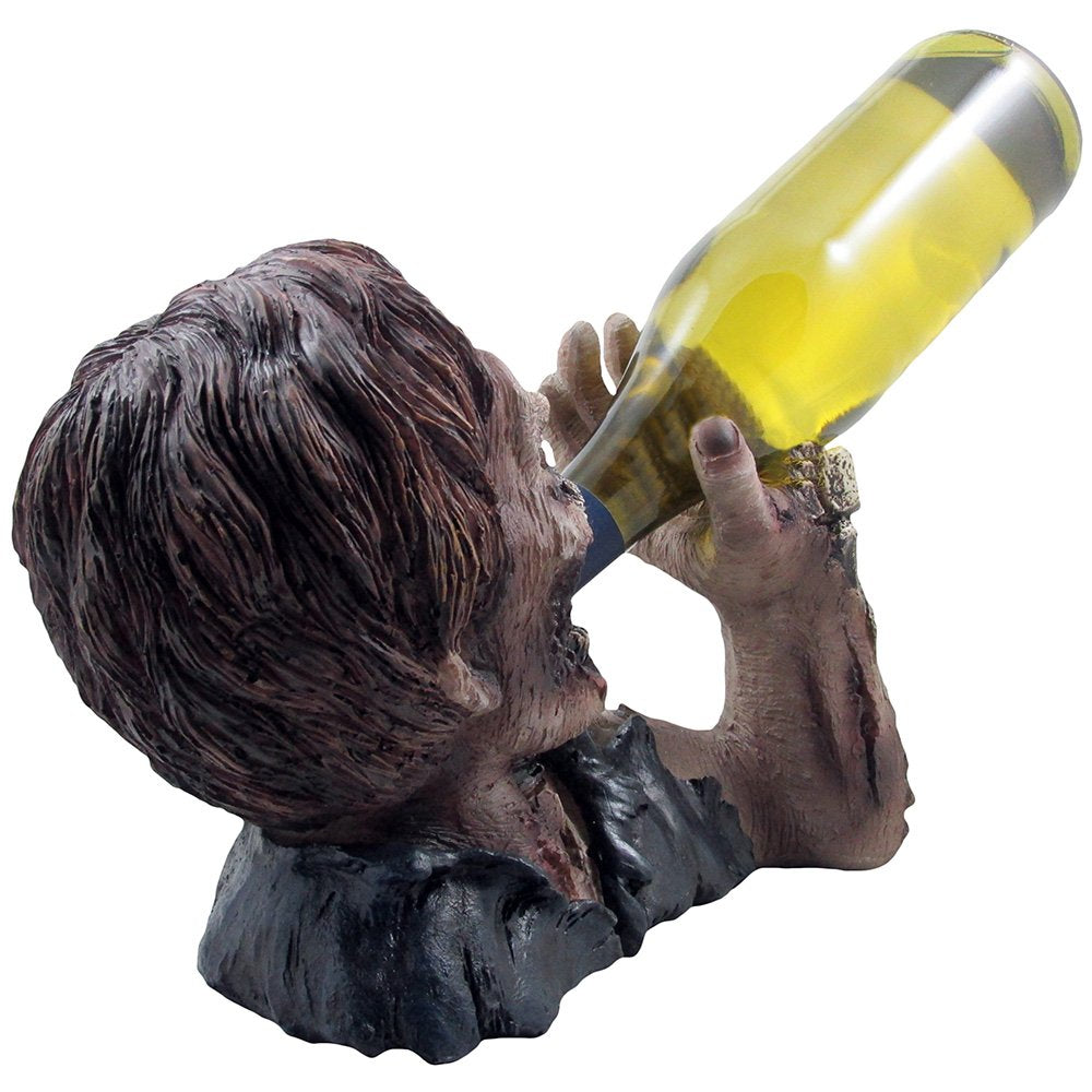 Decorative Graveyard Zombie Wine Bottle Holder Statue for Scary Halloween Party Decorations, Medieval & Gothic Sculptures As Ghoulish Bar Display Racks & Stands Decor or Funny Whimsical Gifts