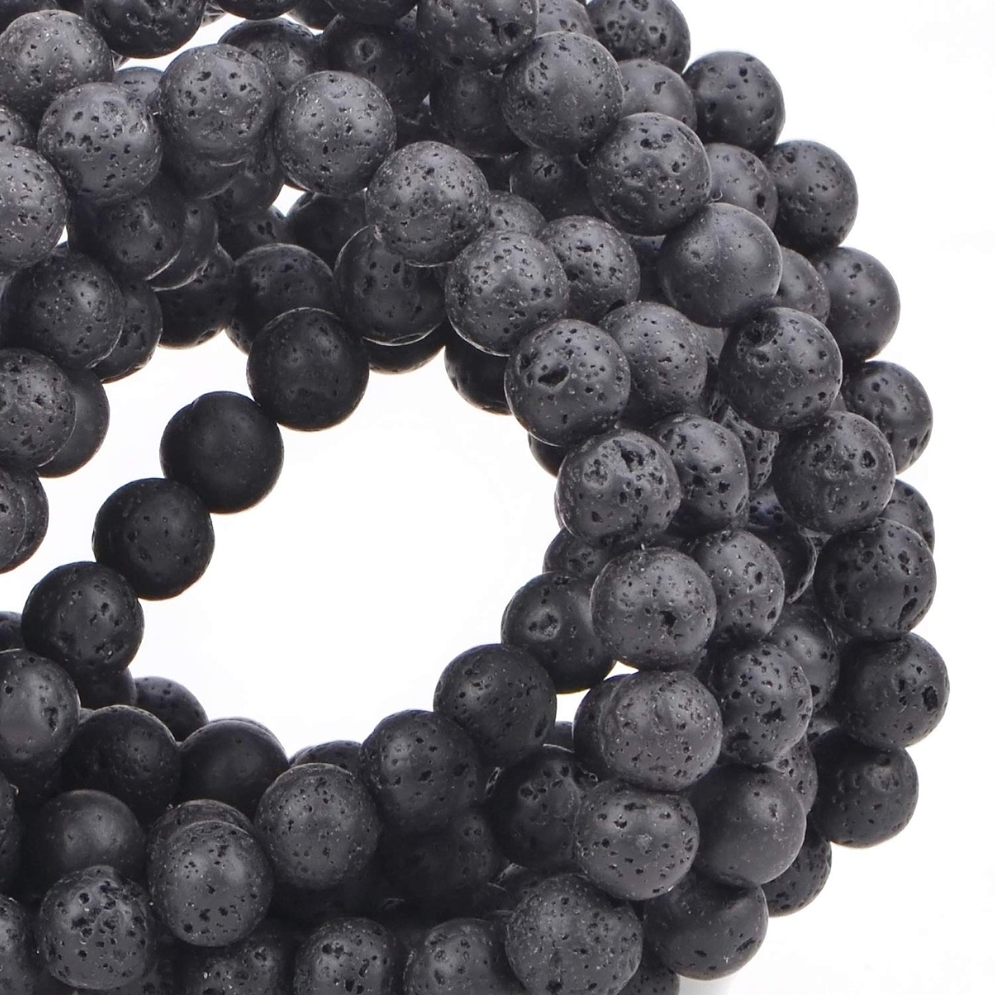 100Pcs Natural Crystal Beads Stone Gemstone Round Loose Energy Healing Beads with Free Crystal Stretch Cord for Jewelry Making (Black Lava, 8MM)