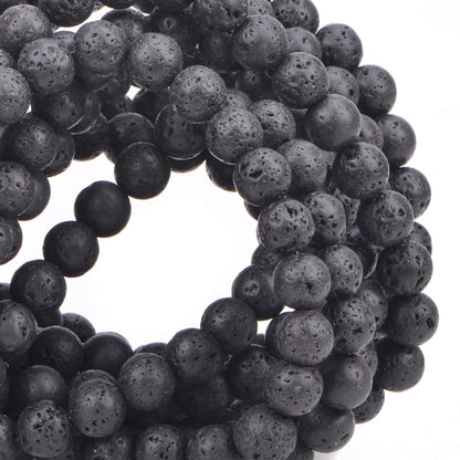100Pcs Natural Crystal Beads Stone Gemstone Round Loose Energy Healing Beads with Free Crystal Stretch Cord for Jewelry Making (Black Lava, 8MM)