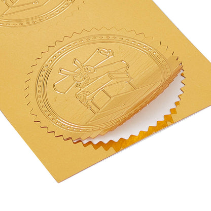CRASPIRE 100pcs Gold Foil Certificate Seals - Mustang Embossed Gold Certificate Seals 2" Round Self Adhesive Embossed Stickers for Invitations, Graduation, Monogram