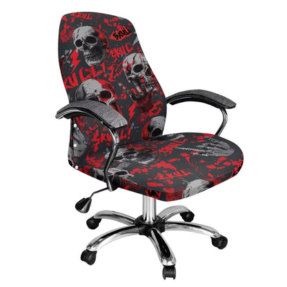 Voxugoniy Halloween Skull Office Chair Cover, Stretchable Computer Desk Chair Covers Computer Universal Protective Stretchable Chairs Seat Cover Desk Armrest Slipcovers