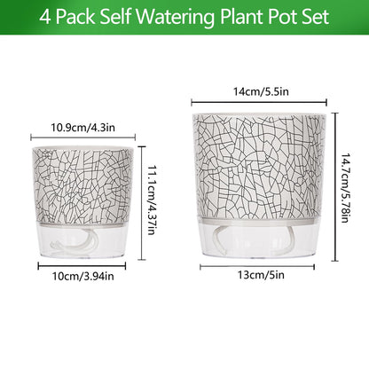 CWYEYE 4 Pack Self Watering Pots for Indoor Plants, 4" + 5.5" Flower Pots with Wick Rope and Reservoir, Plant Pots for African Violet, Spider Plant, Orchid