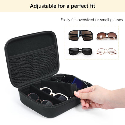 Bukere Glasses Organizer Case Multiple Pairs, Travel Sunglasses Case Adjustable Slot, Hard-shell Eyeglasses Storage Women Men