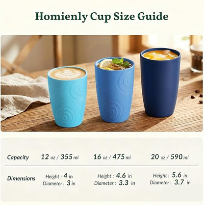 Homienly Wheat Straw Cups 16oz,Unbreakable Cups-6 PCS Freezer and Dishwasher Safe Cups for outdoor gatherings,Picnic,Travel-Blue Sky