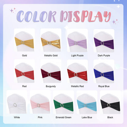 MehelloFeather Spandex Chair Sashes 20Pcs Chair Bows for Weddings Parties Holiday Celebrations and Event Decorations(Glod)