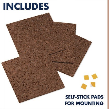 Quartet Cork Tiles, Bulletin Board Cork Panels 12" x 12" x 3/8", Dark Brown, 4 Pack (15050Q)