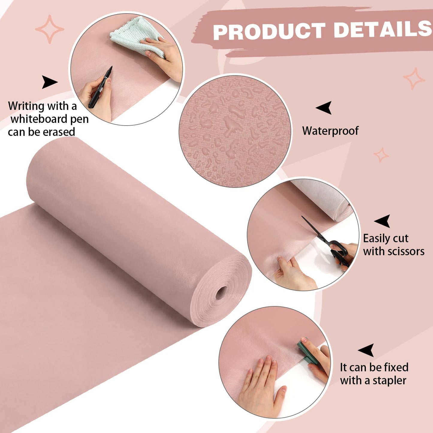 Breling 16 inch x 80 ft Fabric Bulletin Board Roll for Classroom Waterproof Non-woven Fabric Background Roll Anti-wrinkle Bulletin Board Background for Back to School Wall Decor DIY Craft(Light Mauve)