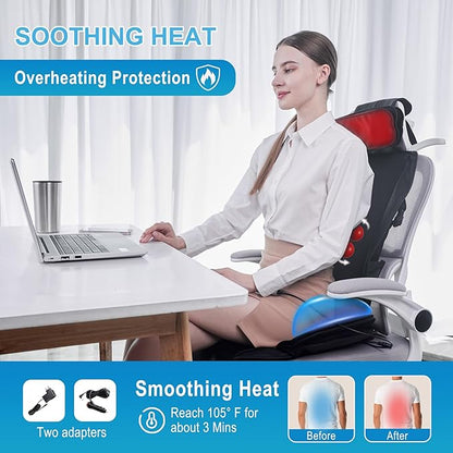 Shiatsu Massage Cushion with Heat,Kneading Massager with Vibration,Seat Massager for Office