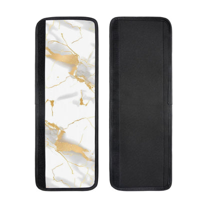 Refrigerator Door Handle Covers Set of 2 - White Marble Print Gold Texture - Washable Kitchen Appliance Handle Covers for Microwave Stove Oven Dishwasher Fridge Handle Protector