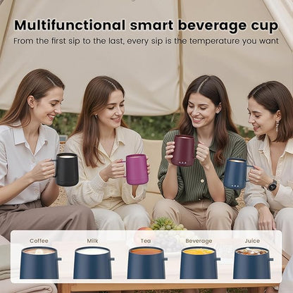 Smart Self Heating Coffee Mug,14oz Temperature Control Coffee Mug,Hot up to 150°F,Rechargeable Heated Coffee Mug,Up to 6H Battery Life,Coffee Cup Warmer,Great Gift for Coffee Lovers,Dad,Mom (Blue)